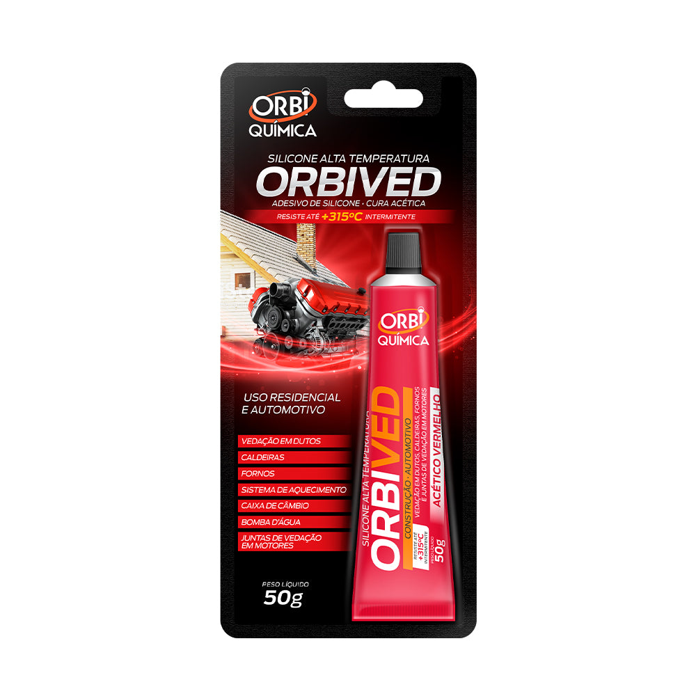 COLA JUNTA SILICONE ORBIVED VERMELHA 50G
