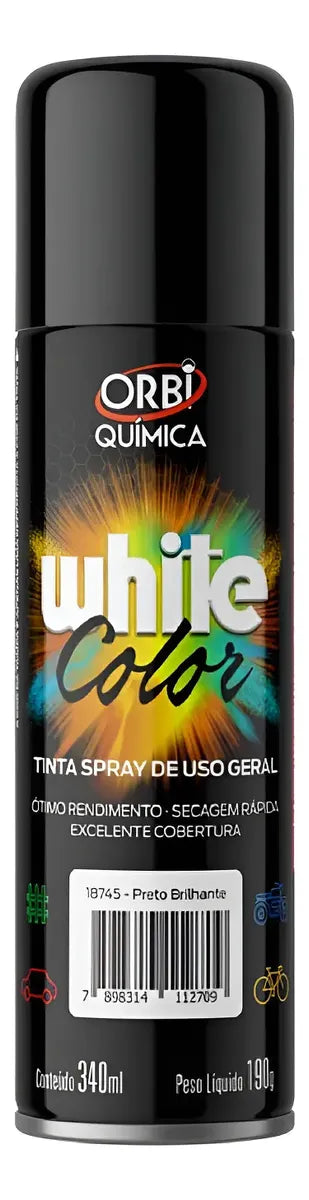 TINTA SPRAY ORBI PRETO BRILHANTE 340ML
